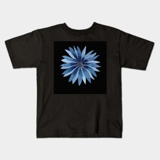 Indigo Flower Watercolor Illustration with a black background Kids T-Shirt